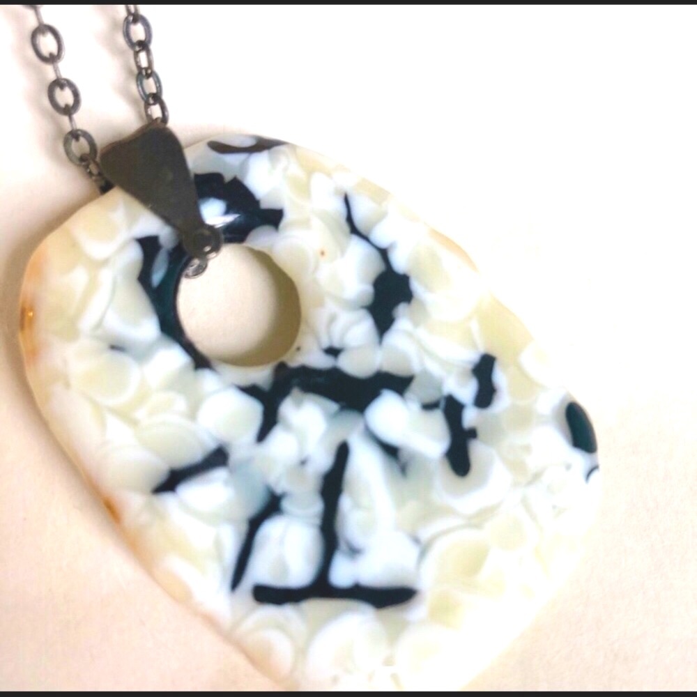 Art Glass PENDANT Vanilla denim blue cast glass